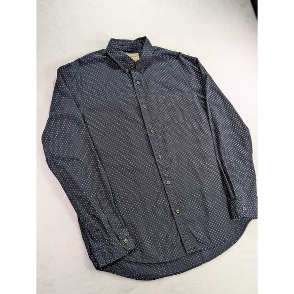 Denim & Supply Ralph Lauren Large Navy Polka Dot Long Sleeve Button Down Cotton - Picture 3 of 14